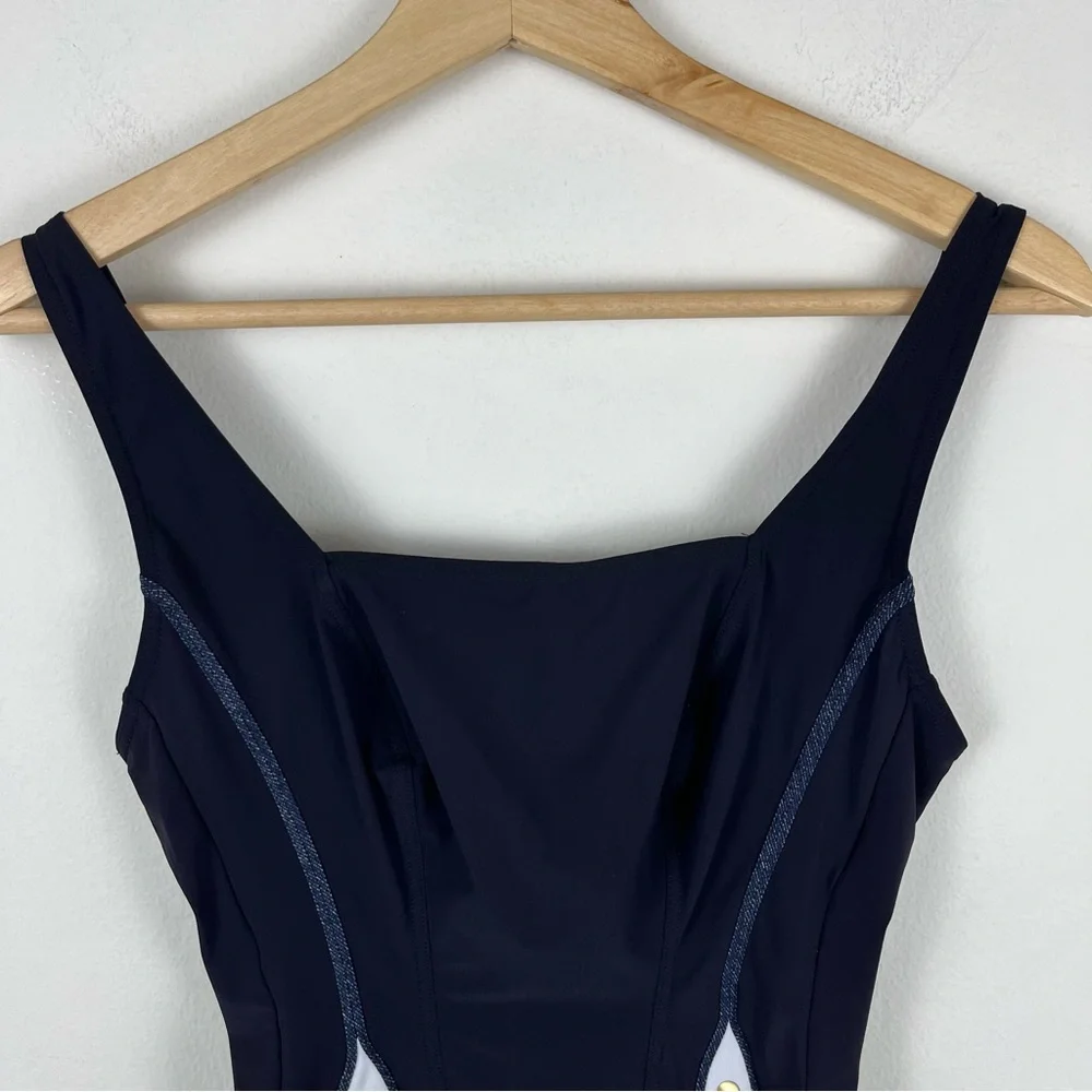 Sunflair‎ Blue Gold Square Neck Shaping One Piece Bathing Suit Size 10